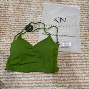 Klassy Network palm green strappy top size small